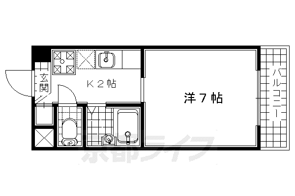 ハピネス壱番館(1K/2階)の間取り写真
