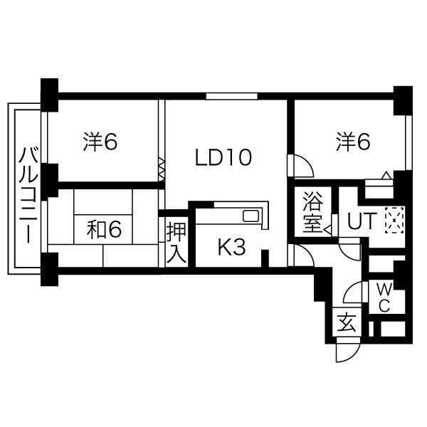 フォンテーヌ平岸(3LDK/2階)の間取り写真