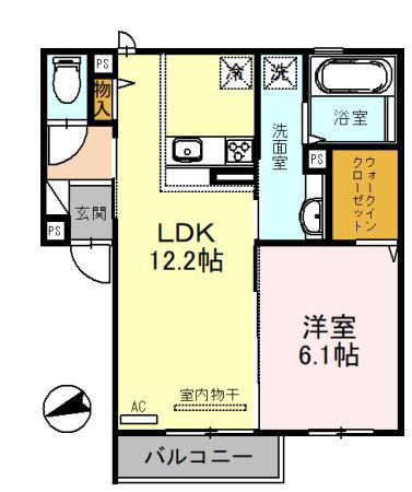 アリビオ(1LDK/1階)の間取り写真