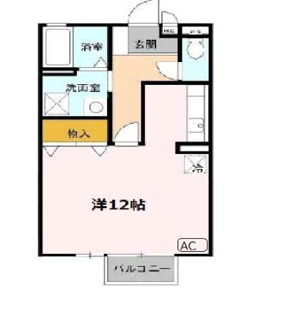 セジュール藤井B棟(ワンルーム/1階)の間取り写真