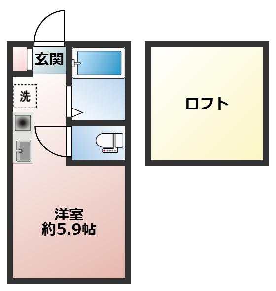 ヒルズ日吉 B棟(ワンルーム/1階)の間取り写真