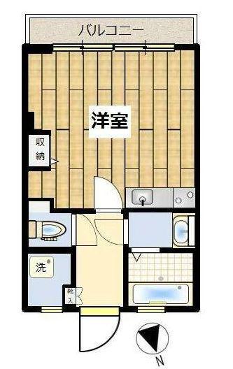 古賀ビル(ワンルーム/2階)の間取り写真