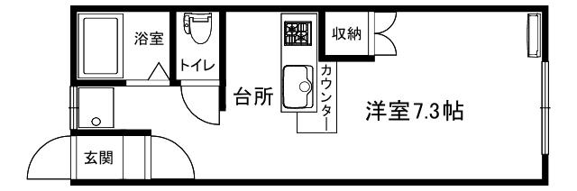 やまぶき寮II号棟(1K/2階)の間取り写真