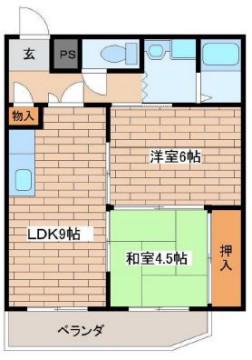 サンライズ成田(2LDK/1階)の間取り写真