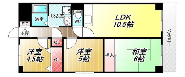 ドゥヴァンルパルク川村(3LDK/1階)の間取り写真