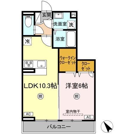 D-ROOM柊(1LDK/2階)の間取り写真