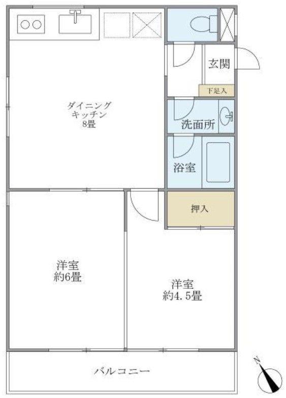 メゾン美羅樹Ⅰ(2DK/1階)の間取り写真