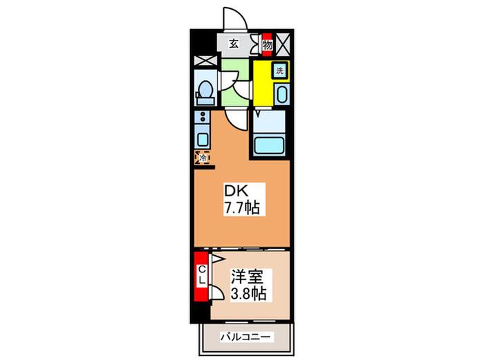 近鉄南大阪線 高鷲駅 徒歩11分 7階建 築3年(1DK/6階)の間取り写真