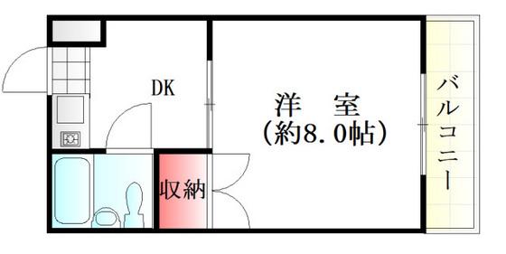 アルティメイトBUILDG.海田町(1K/2階)の間取り写真