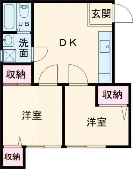 マルサンハイツII(2DK/1階)の間取り写真