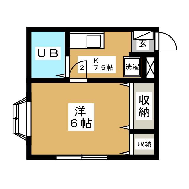コートユーアイ(1K/3階)の間取り写真
