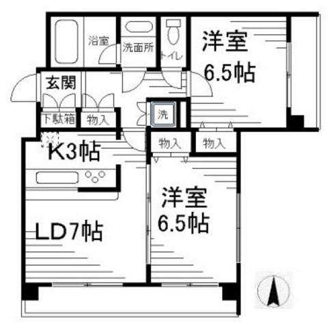 ヴィルラフィーネ東新宿(2LDK/10階)の間取り写真