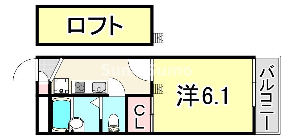 レオパレス西本町(1K/2階)の間取り写真