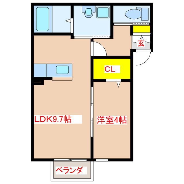 ハレクラニ川内A棟(1LDK/2階)の間取り写真