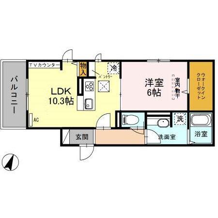 ルミエール(1LDK/2階)の間取り写真