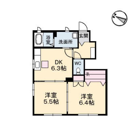 シャーメゾン澪(2DK/1階)の間取り写真