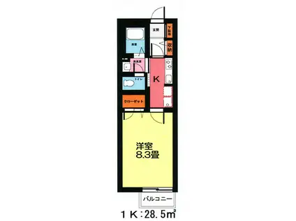 シャーメゾン橋本(1K/1階)の間取り写真