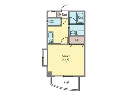 シャインガーデン(1K/3階)の間取り写真