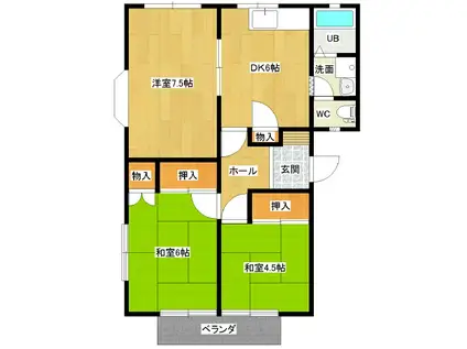 メゾニティー岩井(3DK/2階)の間取り写真