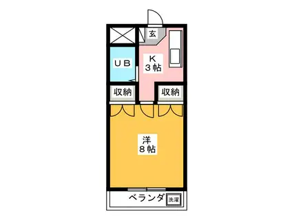 マンション白木(1K/3階)の間取り写真
