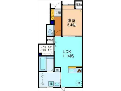 ブルーバード(1LDK/1階)の間取り写真