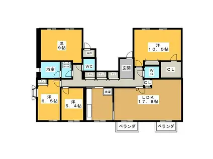 グランドコートA棟(4SLDK/5階)の間取り写真