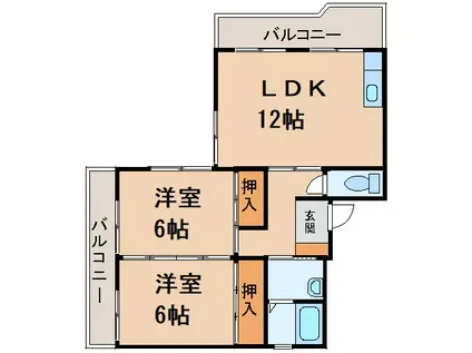 フェリースマンション(2LDK/1階)の間取り写真