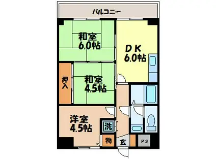 キャスティール五島町(3DK/3階)の間取り写真