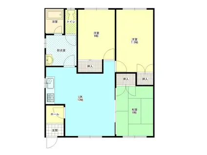 ウエストハウス(3LDK/2階)の間取り写真