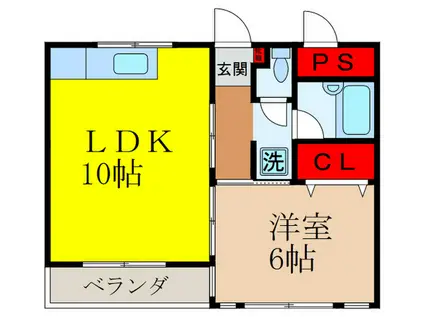 山川ハイツノースサイド(1LDK/2階)の間取り写真