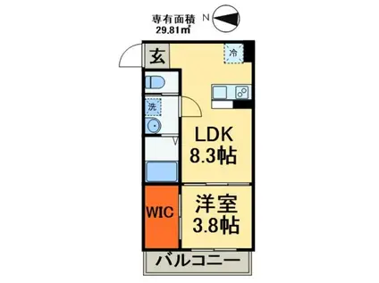 FOUR SEASONS 新検見川(1LDK/3階)の間取り写真