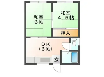 イナガキアパート(2DK/1階)の間取り写真