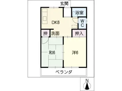 サンシャト-ルスズキ(2DK/2階)の間取り写真