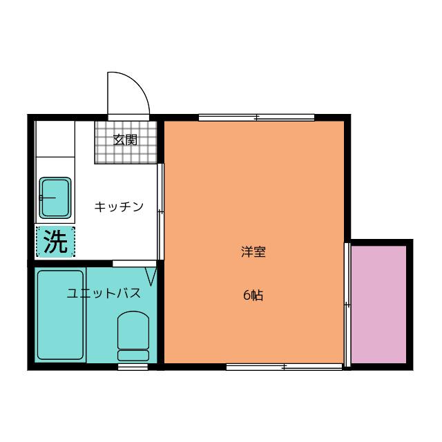 サンハイツ岩城(1K/2階)の間取り写真