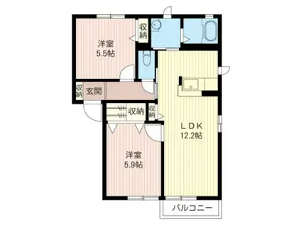 サザンパーク F(2LDK/1階)の間取り写真