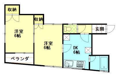 大町スカイハイツ(2DK/1階)の間取り写真