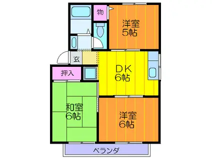 アネックス1(3DK/2階)の間取り写真