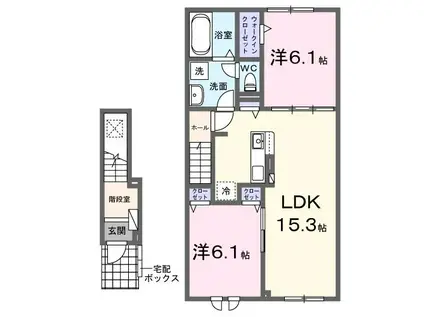 アンジェロI(2LDK/2階)の間取り写真