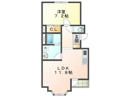 ポラリス(1LDK/1階)の間取り写真