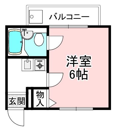 サークルハウス(1K/2階)の間取り写真