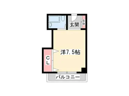 アレッタ西脇(ワンルーム/3階)の間取り写真