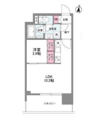 シーズンフラッツ中崎(1LDK/14階)の間取り写真