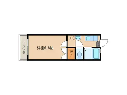 落合ビル2(1K/2階)の間取り写真