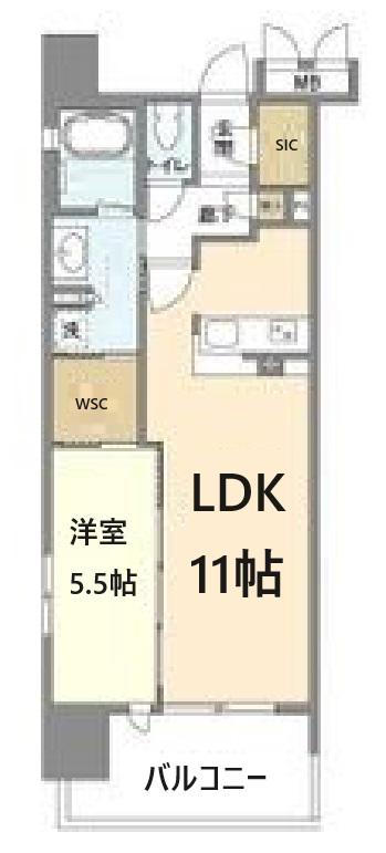 OPUS RESIDENCE SHINSAIBASHIサウス(1LDK/6階)の間取り写真