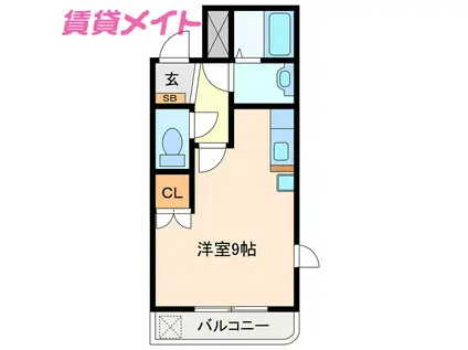 ハウスゆき(ワンルーム/1階)の間取り写真