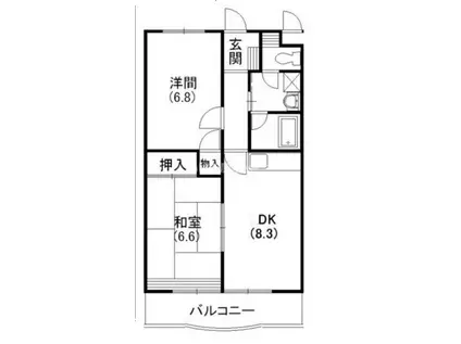 クレールトヨダ(2DK/4階)の間取り写真