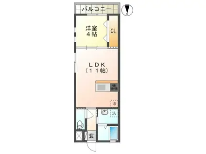 セブンスター栄町(1LDK/3階)の間取り写真