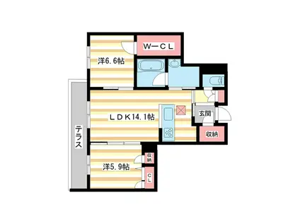 プラート キアリノ(2LDK/1階)の間取り写真