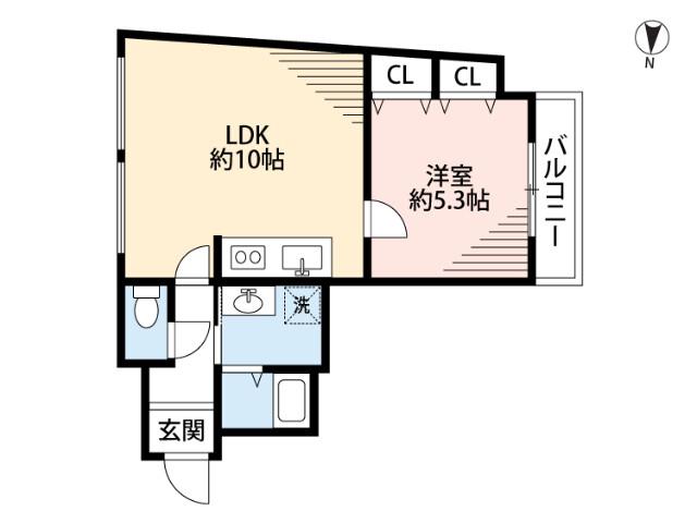 杉本ビル(1LDK/2階)の間取り写真
