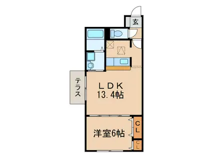 トスカーナ(1LDK/1階)の間取り写真